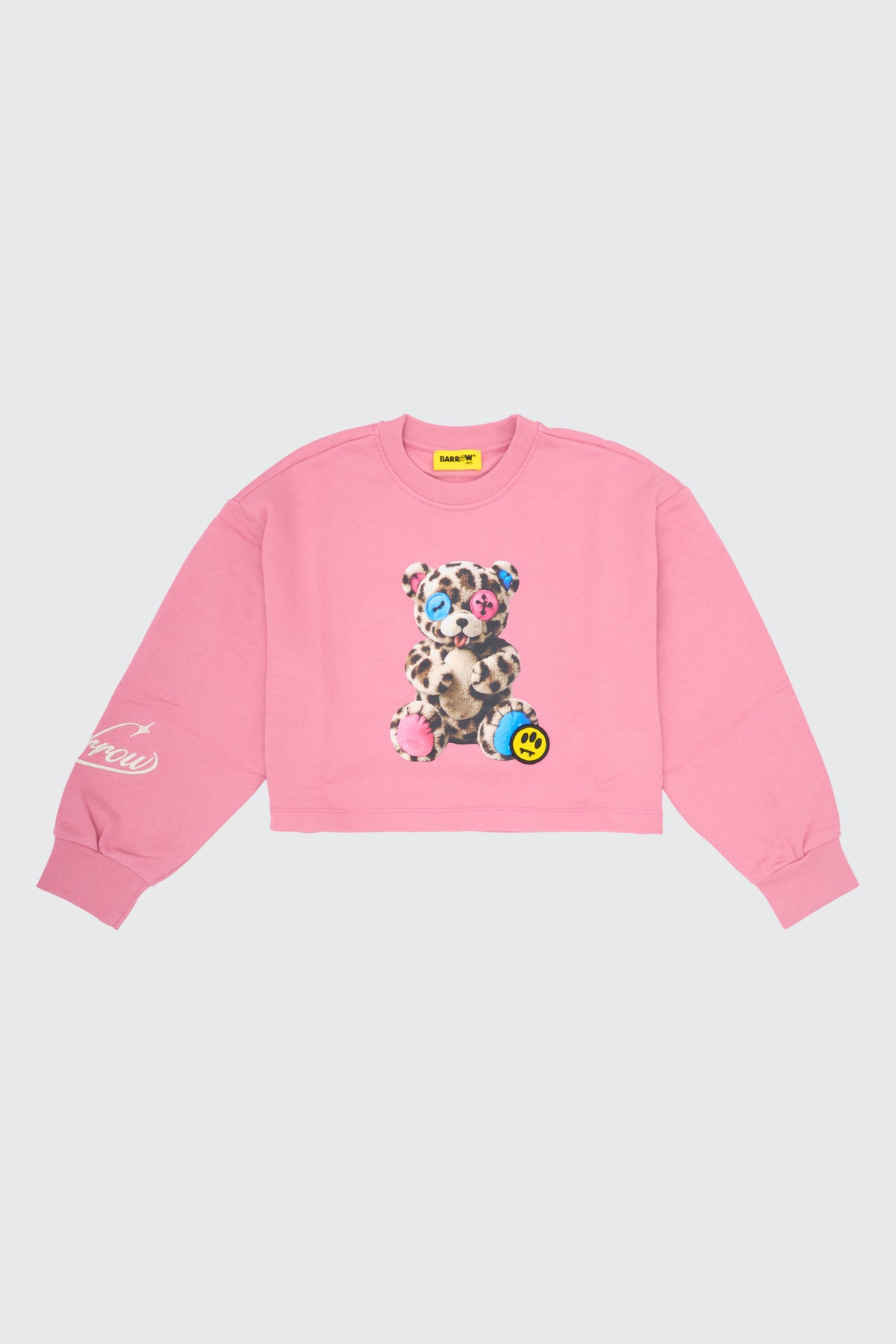 CROPPED TEDDY ANIMAL PRINT SWEATSHIRT