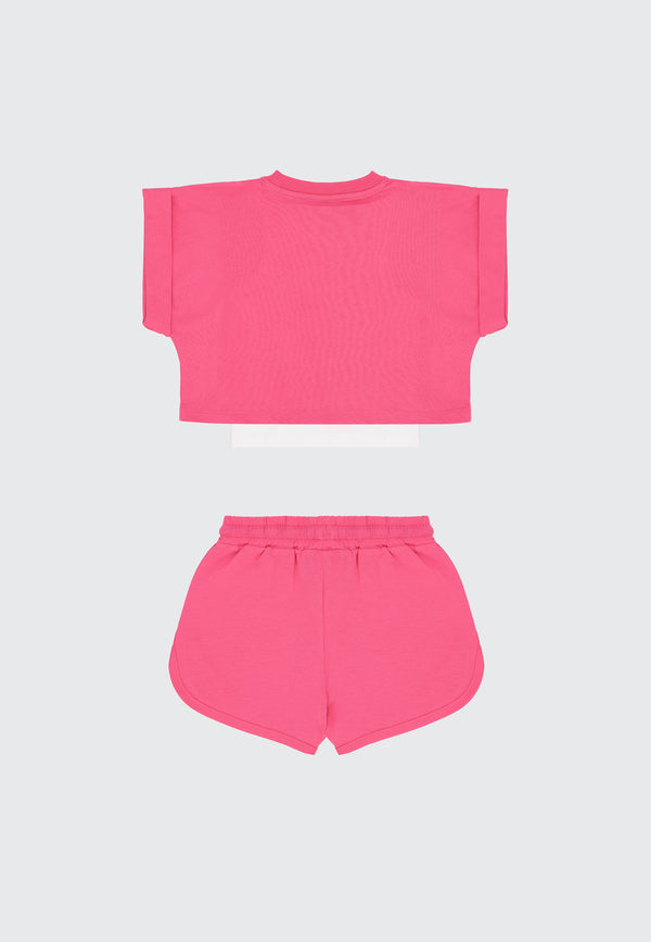SET CROPPED T-SHIRT/SHORTS LOVE TEAM