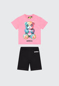 NEWBORN GIRL MULTICOLOR T-SHIRT/CYCLING SET